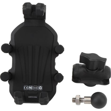 Jeffergarden Support de téléphone pour fourche avant de moto avec amortisseur, réglable pour smartphones de 4,9 à 8,1 pouces, rotule M8 diamètre de la base 8 mm/0,31 pouce (1/5)