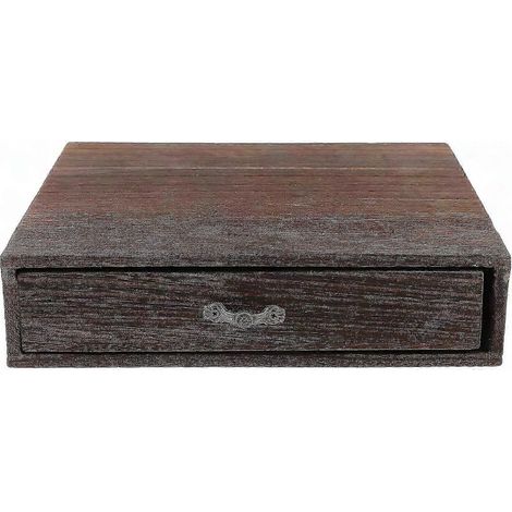 Coffret de rangement vintage en bois massif pour bureau, tiroir de bureau mural, boîte de stockage décorative en bois naturel, organisateur de tiroir pour fournitures (1/3)