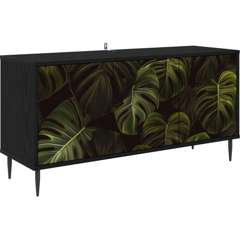 Mueble de TV ELBURG 102 x 33 x 51 cm Roble Negro vidaXL (1/5)