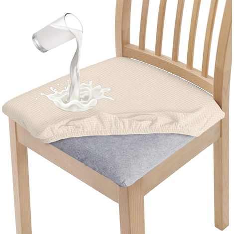 Élégants housses de chaise de salle à manger imperméables Set de 4, Coussins de chaise de salle à manger haute extensibilité Housses de protection lavables pour banquet, cuisine, fête, hôtel (1/5)