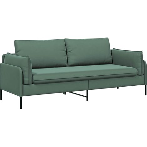 Divano 3-Persone 3 posto Verde Mare 222 x 81 x 89 cm Velluto vidaXL (1/5)