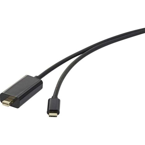 Trywise USB-C® / Mini-Display Câble adaptateur USB-C® mâle, Fiche mâle Mini DisplayPort 3.00 m noir RF-3421676 Câble d'afficheur USB-C® D976261 (1/3)