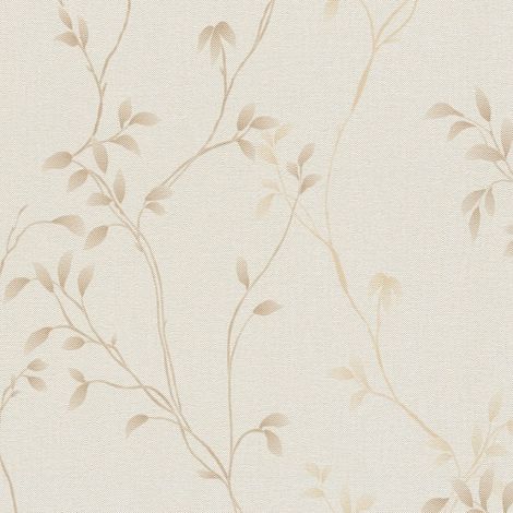 Empapelado estilo country Profhome 397671 papel pintado no tejido texturado con ornamentos florales mate beige blanco-crema marrón 5,33 m2