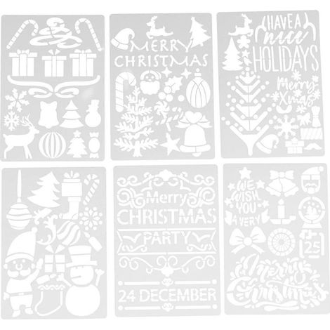 12 pochoirs de peinture de Noël créatifs, modèles de dessin animé, pochoirs pour décorer magasins, maisons et fêtes.-2014cm-White (1/2)