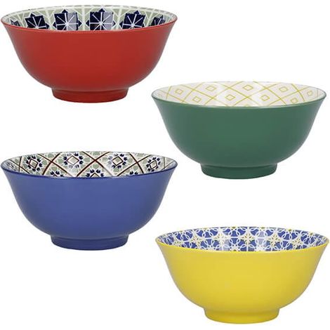 KitchenCraft Set of 4 World Of Flavours Design Ceramic Bowls