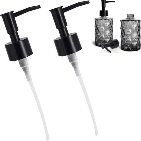 Lot de 2 Têtes de Pompe de Rechange pour Distributeur Rond, Distributeur Savon Pompe Tête, Pompe de Rechange de Distributeur Liquide Vaisselle/sans BPA pour Salle de Bain/Cuisine/Liquide Bouteille (1/5)