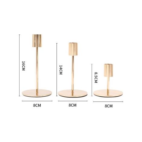 CCYKXA 3-teiliger Kronleuchter, goldene Kerzenständer, Größe 8,5/14/16 cm, Hochzeitskerzenständer, perfekt für Hochzeiten und Tischdekorationen zum Valentinstag