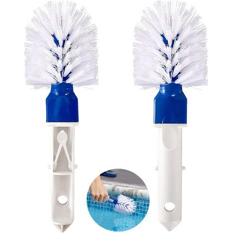 Cepillo para limpiar piscinas, cabezal de cepillo para piscinas, cepillo para esquinas de escalones de piscina, cepillo para limpiar jacuzzis para piscinas elevadas y enterradas, 2 piezas (1/5)