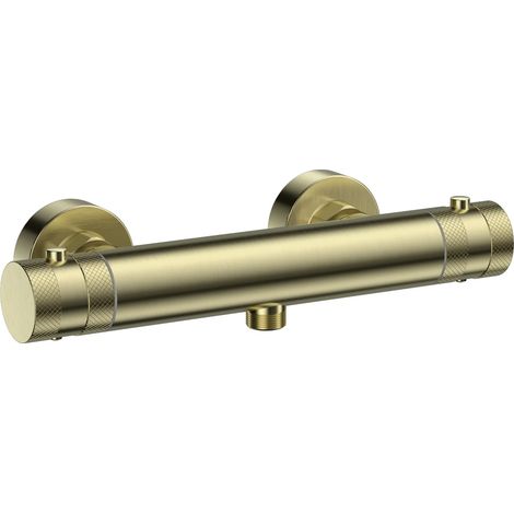 Core Shower Bar Valve Thermostatic Brushed Brass with Optional Riser Rail Kit, Bar Valve Only