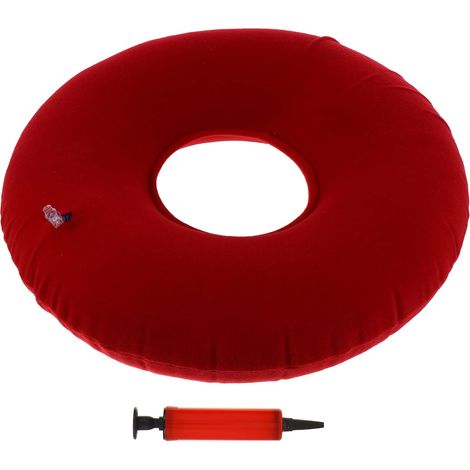 Coussin gonflable rouge en forme de donut avec pompe à air mousse