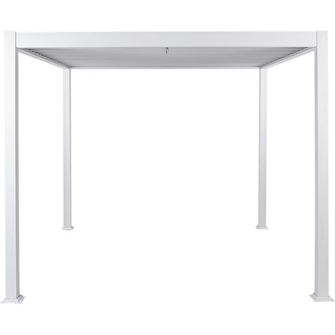 Cenador moderno de jardín 310 x 310 cm estructura de metal blanco Fornoli (1/5)