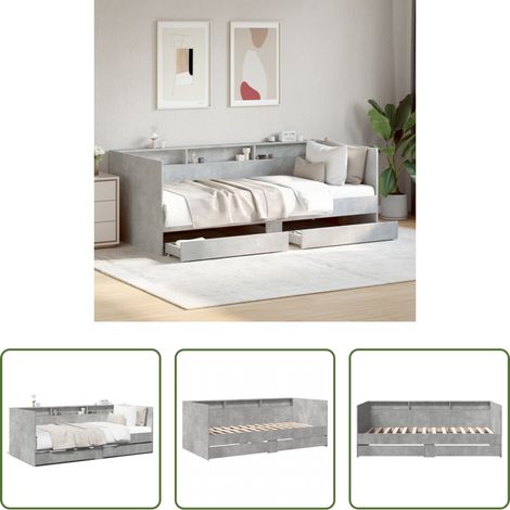 Schlafsofa -  Tagesbett mit Schubladen ohne Matratze Betongrau 100x200 cm (1/5)