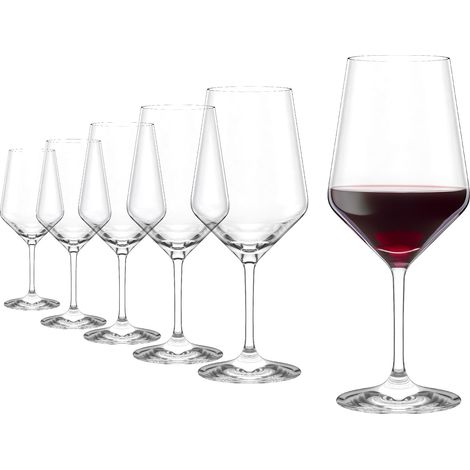 Lot de 6 verres à vin rouge Bordeaux 650 ml Passe au lave-vaisselle Hauteur 24 cm Diamètre extérieur 9,9 cm (1/5)
