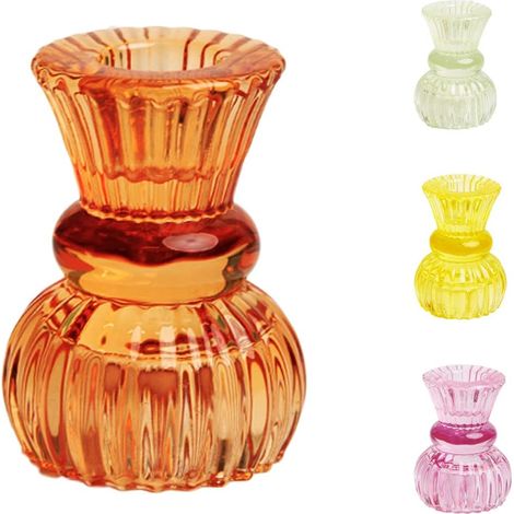 CCYKXABougeoir en Verre Orange pour Chandeliers&Bougies Chauffe-Plat - Décoration de Table Halloween,Automne,Dîner Romantique,Intérieur & Extérieur5.5x7.8cm (1/5)