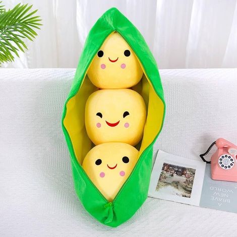 Coussin Peluche Petits Pois Doux: Oreiller Géant en Forme de Cosse de Pois, Jouet Kawaii Moelleux pour Déco Maison, Cadeau Anniversaire Vacances Amis Famille (50 cm) (1/5)