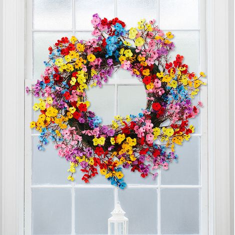 Guirlande Porte - Guirlande Artificielle Printemps - 45 cm - Pour Porte d'Entrée Intérieure ou Extérieure - Décoration Maison Ferme Cottage - 1 Pièce (1/5)