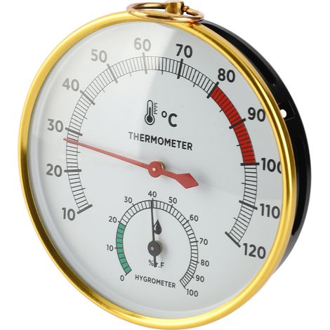 Hygromètre-thermomètre mural en aluminium 2 en 1 pour sauna, serre ou spa, 10 à 120 °C (1/5)