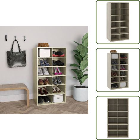 Estantería de madera - vidaXL Mueble zapatero de madera contrachapada Sonoma 54x34x100,5 cm - Almacenamiento de zapatos