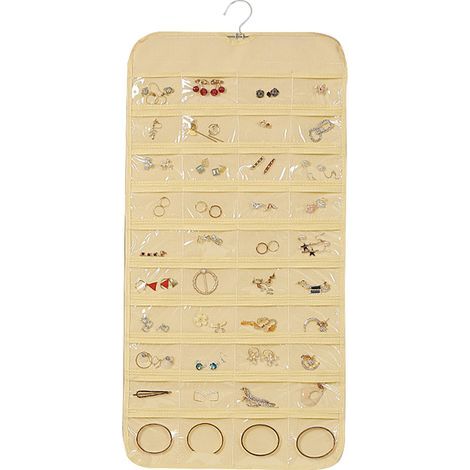 1 Hängender Schmuckorganizer mit 80 Fächern, doppelseitig transparentes Vinyl, für Kleiderschrank, Tür oder Wand (1/5)