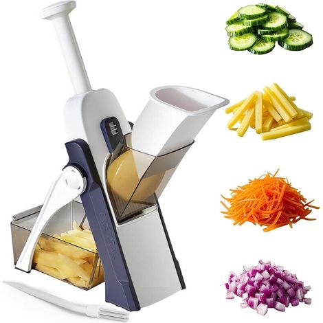 Mandoline de Cuisine Safety Slicer Manuelle Multifonction Tous Coupe Légumes Lame en acier inoxydable, Julienne, Cubes, Fcoupe