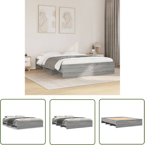vidaXL Bettgestell ohne Matratze Grau Sonoma 160x200 cm Holzwerkstoff (1/5)