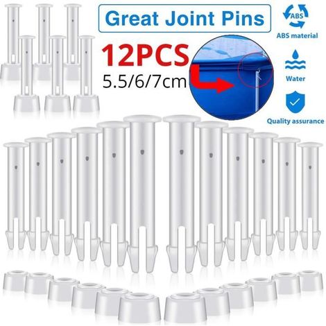 12 broches de connexion en plastique de 5,5 à 7 cm avec joints en caoutchouc, compatibles avec les pièces de rechange pour piscines rondes à structure métallique Intex - 2 (1/4)