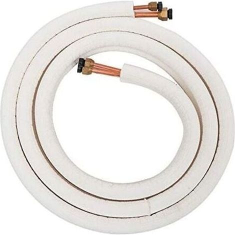 Tuyau en cuivre pour climatiseur 1/4 3/8 - Tuyau réfrigérant en cuivre et aluminium isolé - Pièces pour climatiseur - 3 mètres, Blanc (1/5)