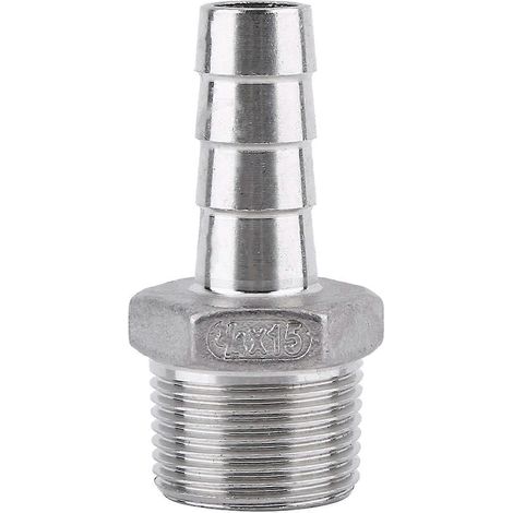 Raccord de tuyau mâle en acier inoxydable à embout cannelé (3/4" x 15 mm) (1/5)