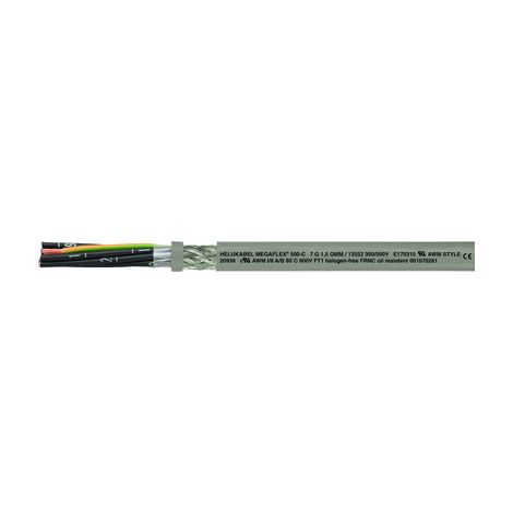 Elektrischer Draht helu megaflex 500-c 2 x 1 mm grau