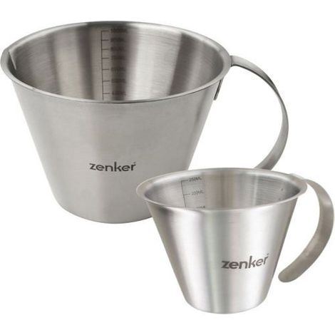 Set aus 2 Messbechern mit Skala - ZENKER - Edelstahl - 250 ml und 1 Liter