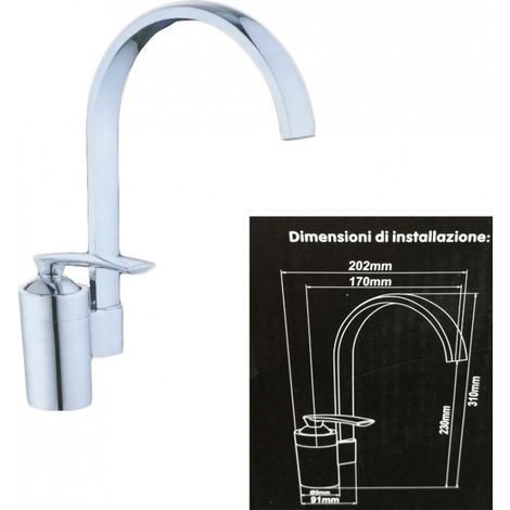 TrAdE Shop Traesio - Miscelatore Lavello In Acciaio Per Lavandino Cucina Monoforo Monocomando -