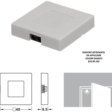 SENSORE RETROANTA 40X40mm HAFELE DA APPLICARE BIANCO 833.89.183 SENZA CAVO