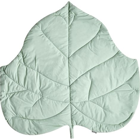 Tapis de Jeu pour Enfants Moderne en Coton Matelassé en Forme de Feuille 110 x 110 cm Accessoire Chambre Vert Clair Helikon (1/5)
