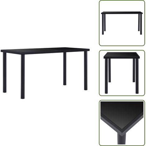 The Living Store Esstisch Schwarz 140 x 70 x 75 cm Hartglas - Esstisch - Schwarzer Esstisch - Glastisch - Metalltisch - Moderner Esstisch (1/5)