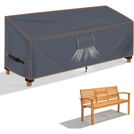 Housse de banc de jardin 4 places 203x75x91cm, imperméable, anti-UV, 420D Oxford, gris (1/5)
