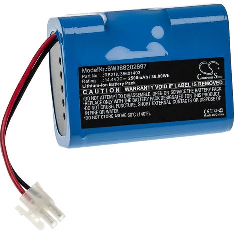 vhbw Battery compatible with Hoover RBC030, RBC030/1011, RBC030011, RBC031B, RBC031B011, RBC040 Home Cleaner (2500mAh, 14.4 V, Li-ion) (1/2)