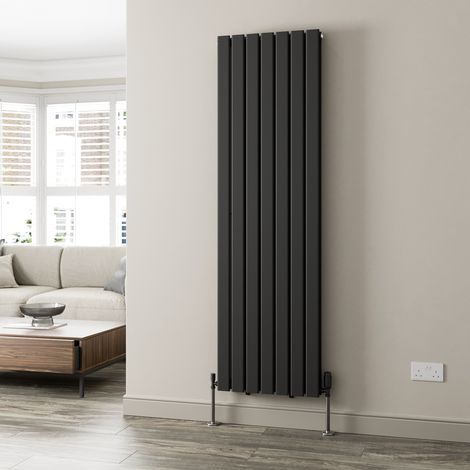 Black Flat Panel Designer Radiator Vertical Horizontal 1800 x 532mm Double Panel