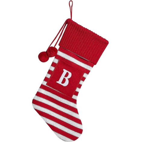 Lettres de Noël géantes, bas de Noël, pendentif sapin de Noël rayé mignon, décorations de fêtes (1/5)