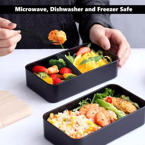 Boîte repas portable 1 étage 900 ml blanche avec couverts, pour étudiant et bureau (1/4)