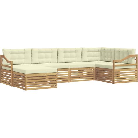 Outdoor Sofa Set with Cushion 6 pcs White and Cream Polyester vidaXL (1/5)