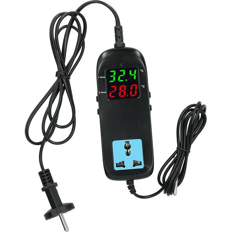 Thermostat électronique – double affichage LED – régulateur température – cordon alimentation – serre plantes – EU AC90-250V