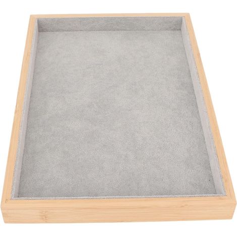 Wooden Jewelry Display Tray, Elegant Beige Scratch-Resistant, Versatile for Earrings, Necklaces, Bracelets, Rings, Brooches, Watches (GRAY) (1/5)