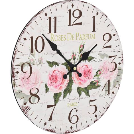 INLIFE Horloge murale vintage 30 cm Fleur (1/5)