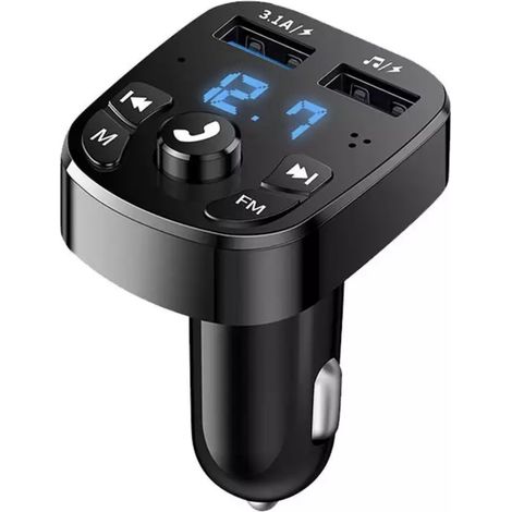 Emetteur fm sans fil chargeur voiture usb allume cigare kit bluetooth voiture appel mains libres (1/5)