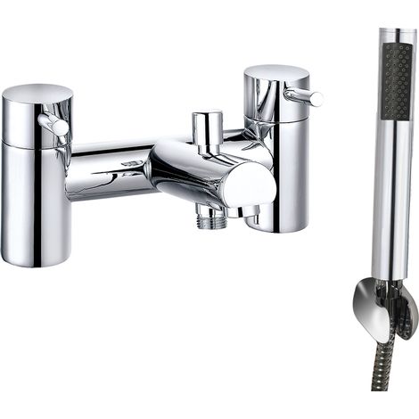 Modern Chrome Bath Shower Mixer Tap with Hand Held Shower Head Set (1/3)
