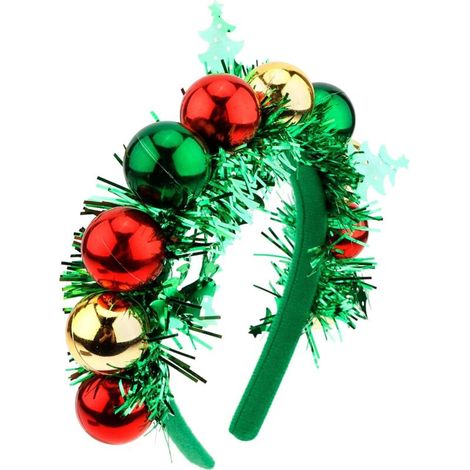 Bandeaux de Noël pour femmes, bandeau coloré en forme d'arbre de Noël pour filles, couvre-chefs joyeux Noël, boules rouges et vertes, accessoires de cheveux mignons pour les fêtes et le Nouvel An. (1/5)