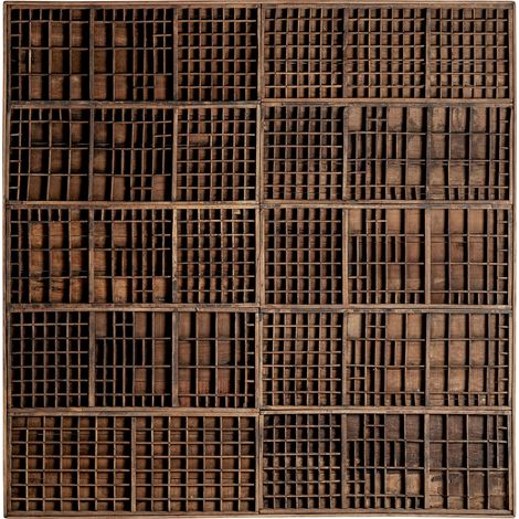 Panneau mural ethnique en bois récupéré - marron finition naturelle (1/4)