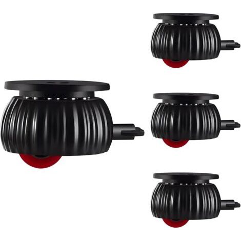 BUNTHAUS Lot de 4 roulettes pour meubles avec frein, roues rouges silencieuses, protection des sols et réduction du bruit, universelles pour armoires/bureaux (1/5)
