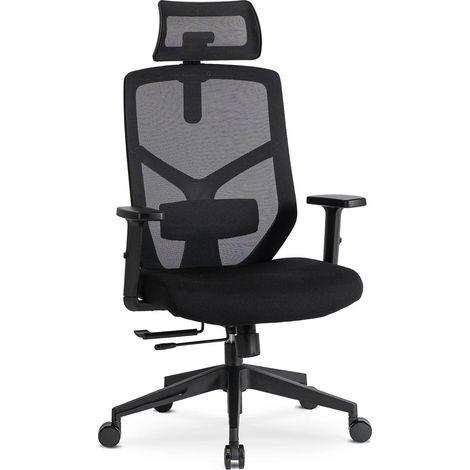 Sedia da ufficio ergonomica girevole Bento, nera, moderna (1/5)
