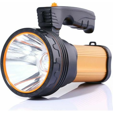 Linterna LED de 7000 lúmenes, recargable, resistente al agua, IPX4, portátil, para camping, 6000 mAh, foco portátil (dorado)